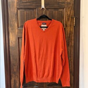 St. John's Bay Men's V-Neck Sweater in Bright Orange